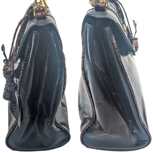 BRAHMIN Julia Rose Black Leather Lady Tuscan Shoulder BAg - Picture 5 of 13